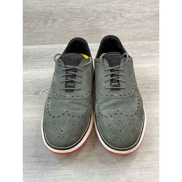 Cole Haan ØriginalGrand Men's 13 Green Oxford Suede Leather Dress Shoes Wingtip - Picture 2 of 12